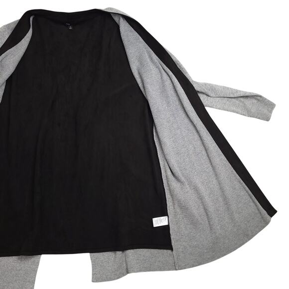 Fate Women’s Open Front Cardigan Sz Large Gray Black Wool Blend Sweater EUC - Picture 4 of 11